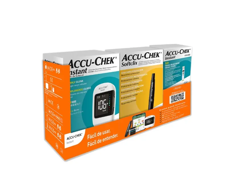 GLUCOMETRO ACCU CHEK INSTAN 25 LANCETAS, 50 TIRAS