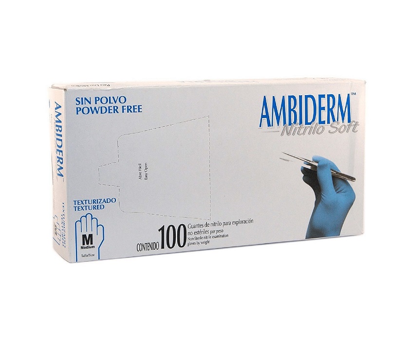 GUANTE AMBIDERM NITRILO AZUL MED. 100141263