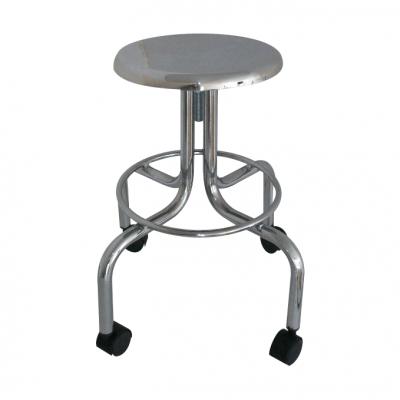 BANCO GIRATORIO CROMADO CON RUEDAS