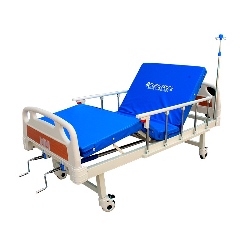 CAMA MANUAL CON COLCHÓN SPC2002 2 POSICIONES PORTASUERO Y BARANDAL
