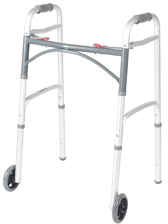 ANDADERA DRIVE 10210 PLEGADO EN BOTONES ROJO DOS RUEDAS DE ALUMINIO