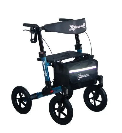 ANDADERA ROLLATOR R223071/72/73/74 PLEGOO LLANTAS NEUMÁTICAS ASIENTO CON BOLSA DE ALUMINO VARIOS COLORES