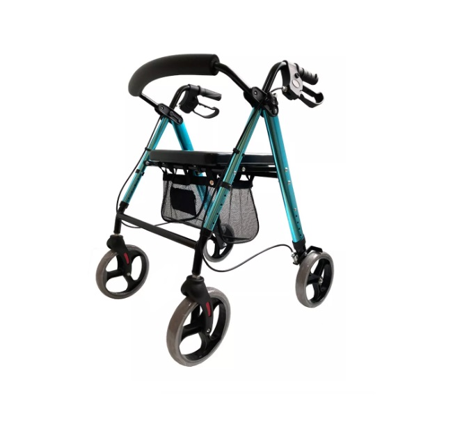 ANDADERA ROLLATOR SC-777B AZUL METALICO LIGERA PLEGABLE FRENO DE BLOQUEO