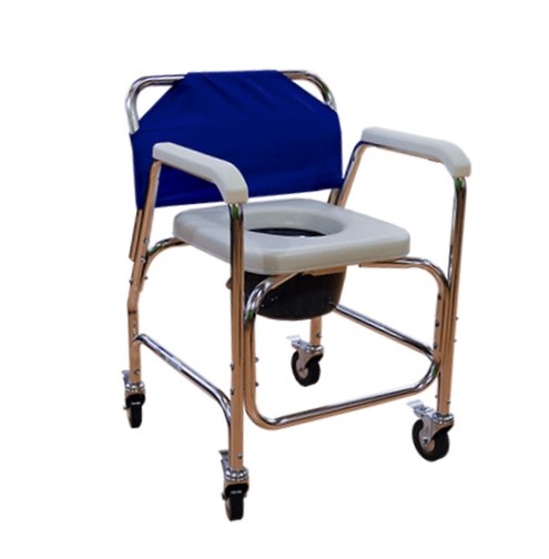 [012370] SILLA COMODO DUCHA R219091 DE ALUMINIO AZUL-GRIS CON RUEDAS