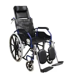 SILLA DE RUEDAS R211037A AZUL RECLINABLE TAPIZ NEGRO CON ELEVAPIES