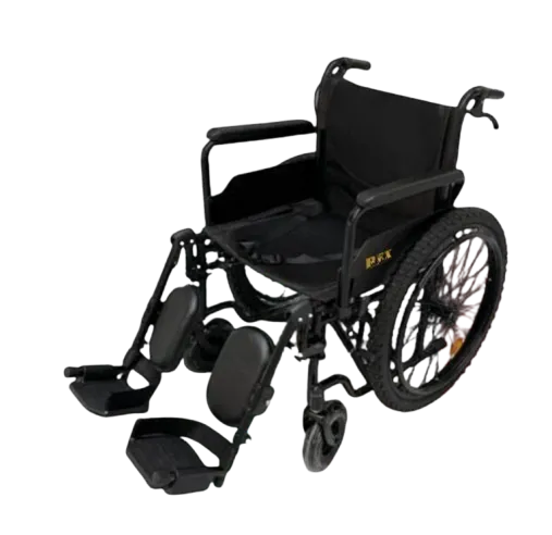 [012472] SILLA DE RUEDAS BLACK CME-REXLC TT 20" DUAL LUXCARE DESCANSA Y ELEVAPIES DE ACERO