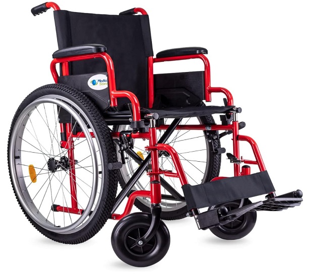 SILLA DE RUEDAS MEDICAL TT 101 18 ROJA DESCANSAPIE NEUMATICA
