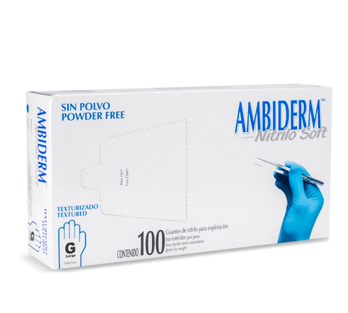 GUANTE AMBIDERM NITRILO AZUL GDE.100106034