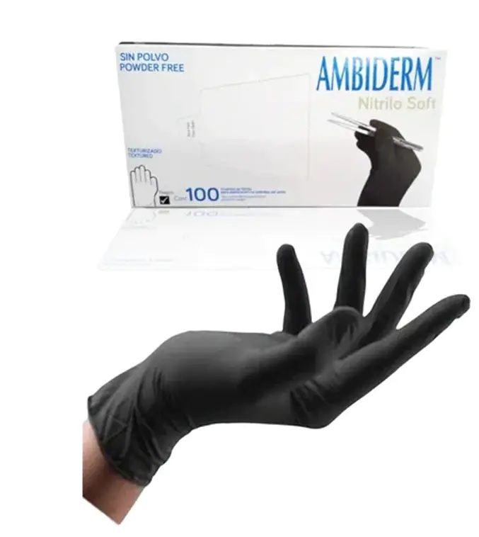 GUANTE AMBIDERM NITRILO NEGRO MED. 100133073