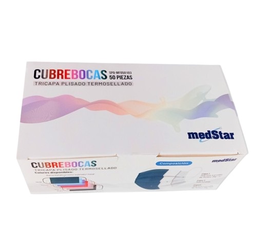 CUBREBOCA DESECHABLE CAJA C/50 PZS. AZUL TRICAPA SC TP-1 50 