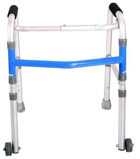 ANDADERA INDUSTRIAL R100038-A JUNIOR AZUL CON RUEDAS PLEGABL