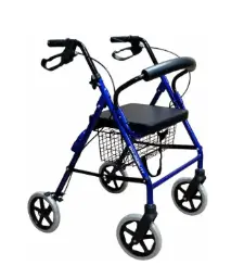 ANDADERA ROLLATOR EKO ER100201 AZUL DE ALUMINIO CON CANASTA