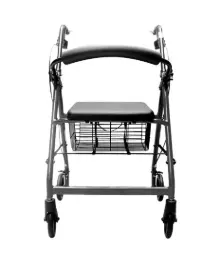 ANDADERA ROLLATOR EKO ER100301 PLATA DE ALUMINIO CON CANASTA