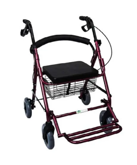 ANDADERA ROLLATOR EKO ER100401 HÍBRIDA ROJA CON DESCANSAPIES DE ALUMINIO