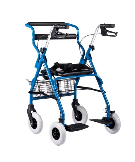 ANDADERA ROLLATOR EKO ER200102 HÍBRIDA AZUL CON DESCANSAPIES DE ALUMINIO