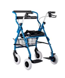 ANDADERA ROLLATOR EKO ER200102 HÍBRIDA AZUL CON DESCANSAPIES DE ALUMINIO