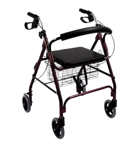ANDADERA ROLLATOR MOBICARE ECC17-1 ROJA CON CANASTA DE ALUMINIO