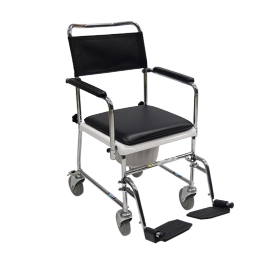 SILLA COMODO R2MIL R208101 CROMADA TAPIZ VINIL NEGRO
