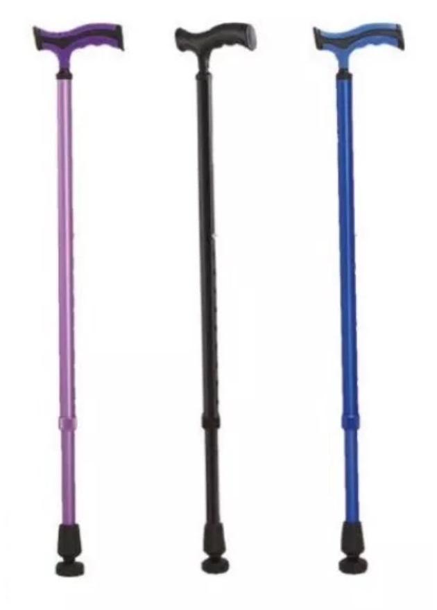 BASTON MOBICARE ALEMAN ECL12 NEGRO-MORADO / AZUL BASE GIRATORIA 360 DE ALUMINIO