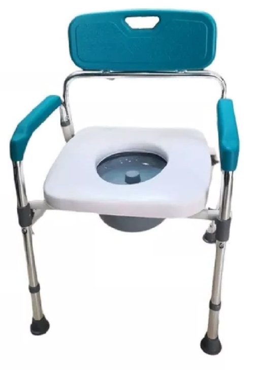 SILLA COMODO MOBICARE ECB21 BLANCO-AZUL DE ALUMINIO PLEGABLE