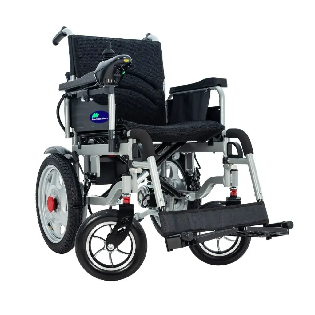 SILLA DE RUEDAS ELÉCTRICA Z-OR195C4 - SRE101GMS 18" PLEGABLE ACERO GRIS TAPIZ LONETA