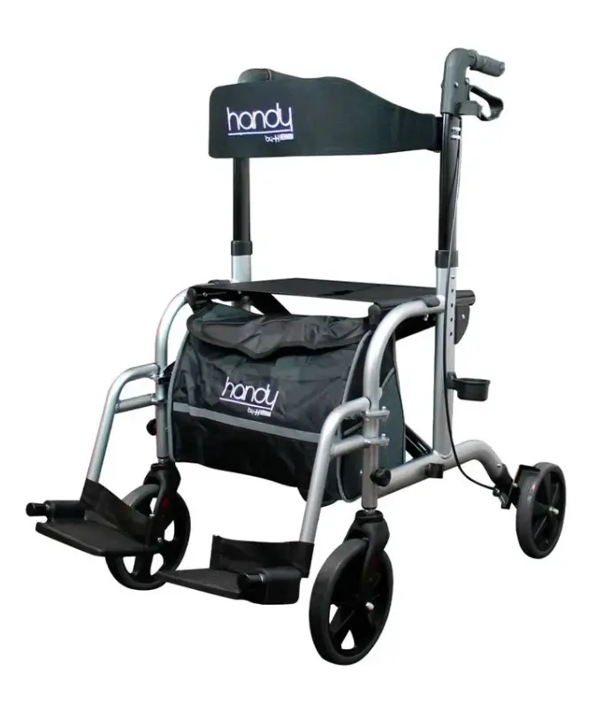 ANDADERA ROLLATOR HANDY AN08 PLATA DESCANSA PIES Y ASIENTO D