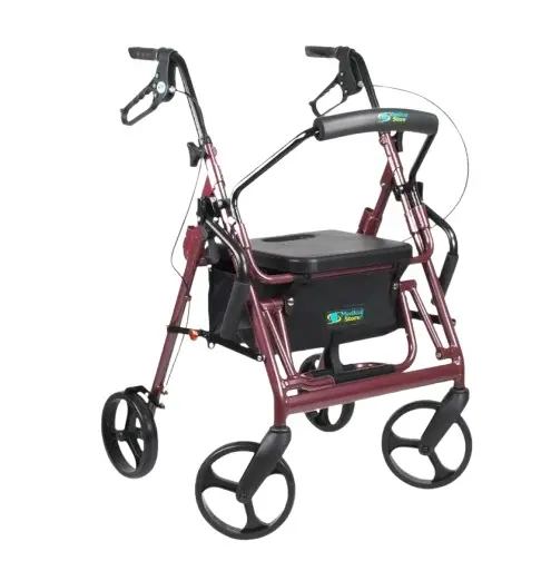 ANDADERA ROLLATOR Y SILLA MEDICAL ANR795VMS VINO CON DESCANSAPIES