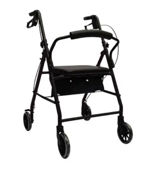 ANDADERA ROLLATOR EKO ER500503M NEGRA DE ALUMINIO KD ASIENTO CON BOLSA