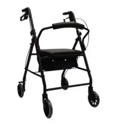 ANDADERA ROLLATOR EKO ER500503M NEGRA DE ALUMINIO KD ASIENTO CON BOLSA