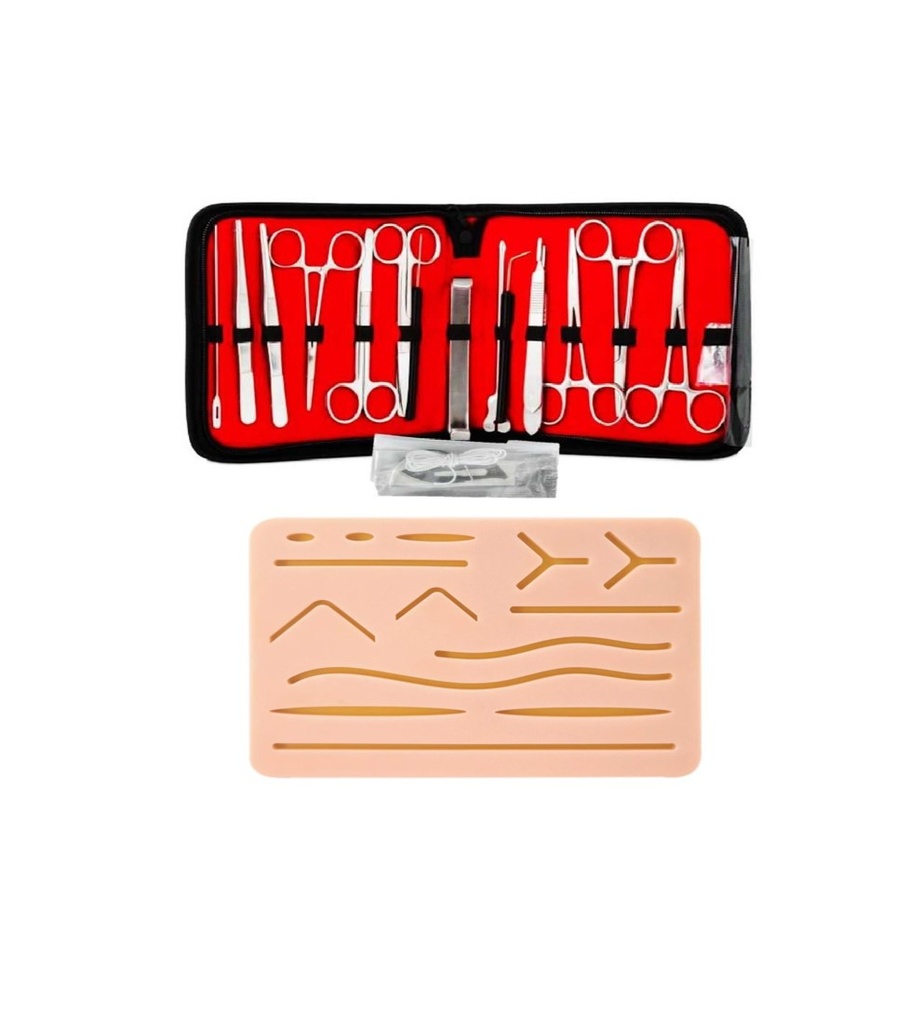 PAQUETE ESTUCHE DISECCION 20PZ, PAD DE SUTURA, GUANTES
