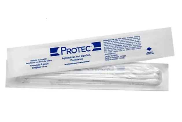 APLICADOR ESTERIL PUNTA DE ALGODON 3 PZS 15 CM PROTEC