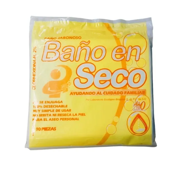 BAÑO EN SECO AAMRILLO CON CLORHEXIDINA AL 2% 10 PZS.