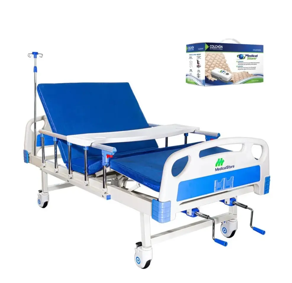 CAMA MANUAL CON COLCHÓN MEDICAL Z-PAQTCOMFORT 269 2 POSICIONES MESA-PORTA SUERO COLCHÓN DE PRESIÓN ALTERNA