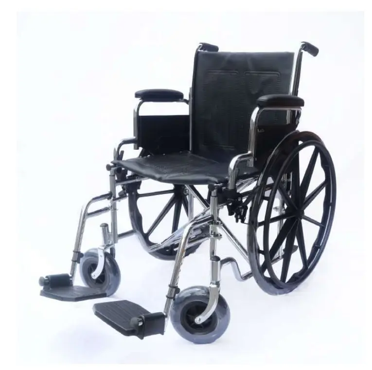 SILLA DE RUEDAS COMPANION M300-113 TAPIZ NEGRO CROMADA CON DESCASAPIE