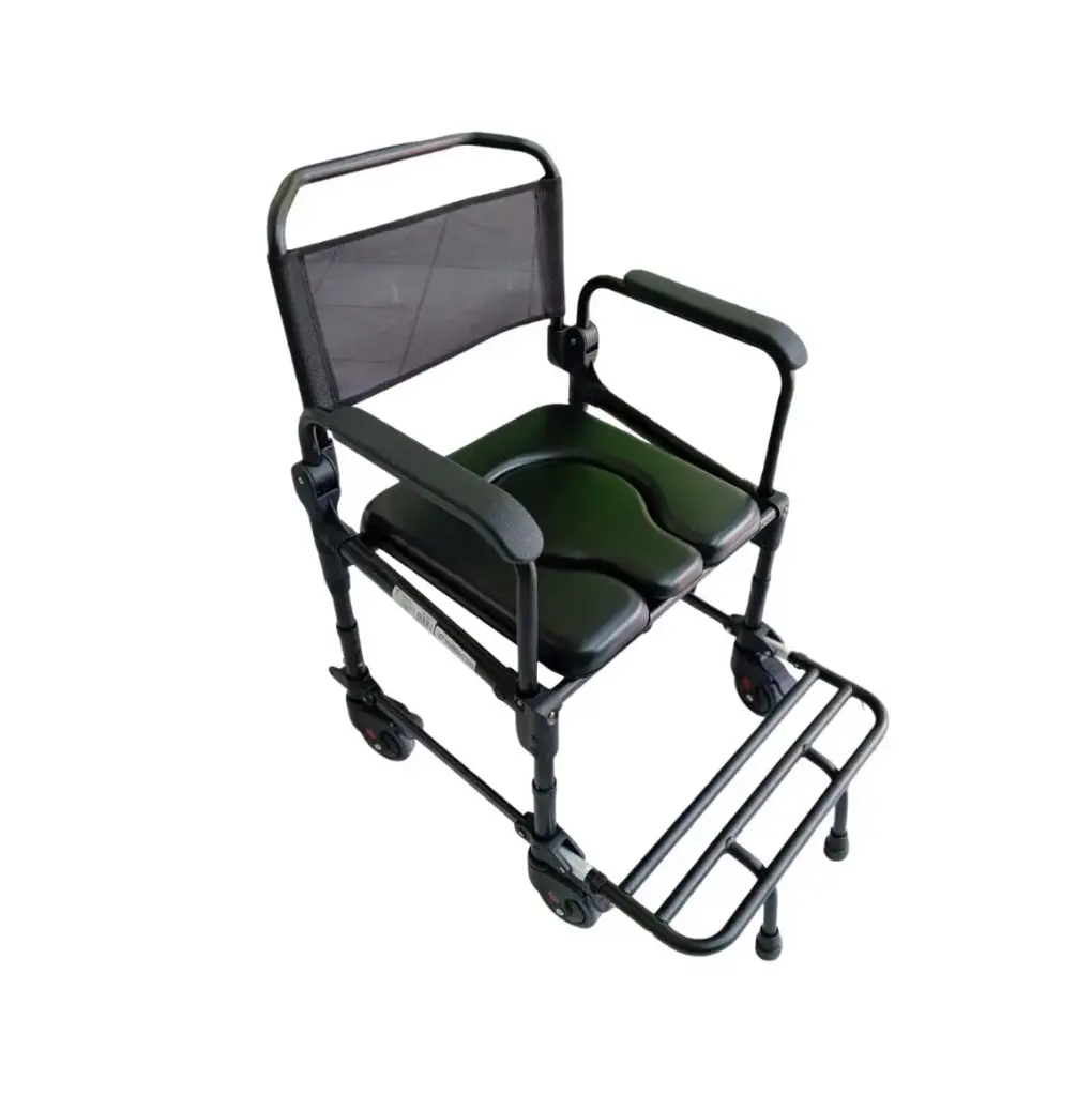 SILLA CÓMODO SC-422 GRIS DE ALUMINO CON RUEDAS