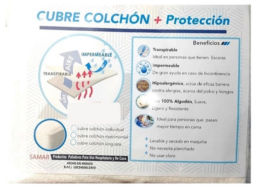 [006012] CUBRE COLCHÓN INDIVIDUAL 30001 DE CAJON