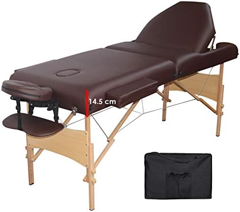 [010110] MESA PARA MASAJE M012A 3 SECC CAFÉ PORTATIL