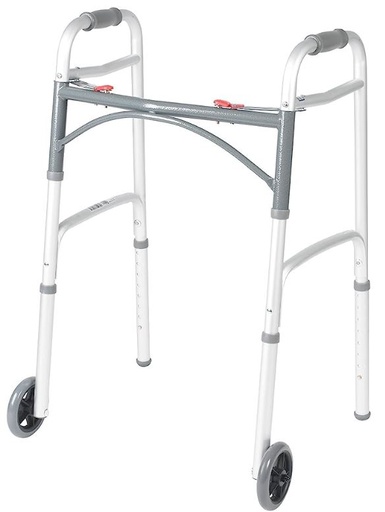 [012009] ANDADERA DRIVE 10210 PLEGADO EN BOTONES ROJO DOS RUEDAS DE ALUMINIO