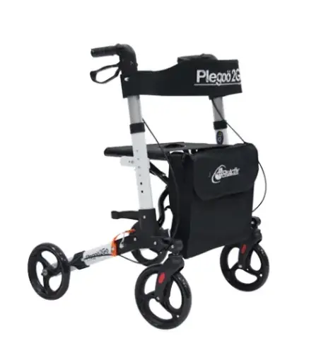 [012066] ANDADERA ROLLATOR R223021/22 PLEGOO NEGRA-BLANCA ASIENTO CON BOLSA DE ALUMINIO