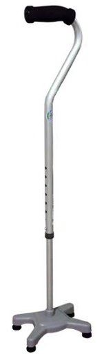 [012129] BASTON 4 APOYOS R100050 BASE PLASTICA CUELLO DE GANSO PLATA