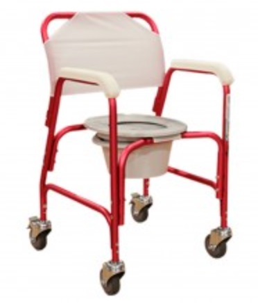 [012371] SILLA COMODO MOBICARE JL6926 ROJO DESCANSABRAZO Y DESCANSAPIES CON RUEDAS