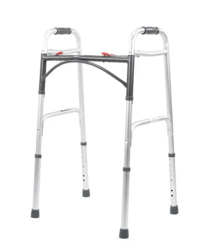 [012417] ANDADERA MEDICAL Z-OR267CS PLEGADO EN BOTONES ROJO DOS RUEDAS DE ALUMINIOAN  1060RMS 