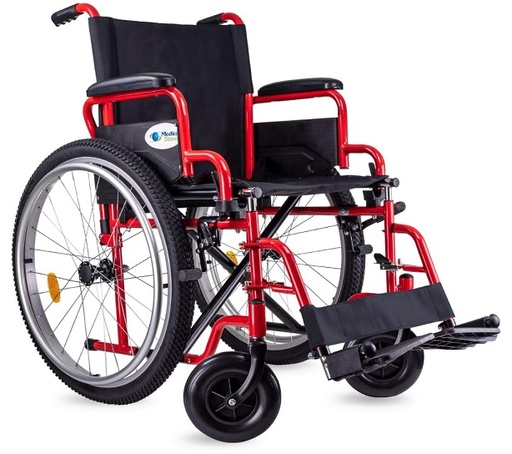 [012482] SILLA DE RUEDAS MEDICAL TT 101 18 ROJA DESCANSAPIE NEUMATICA
