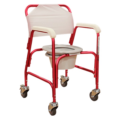[012595] SILLA COMODO DUCHA R204104-ROJO DE ALUMINO CON RUEDAS