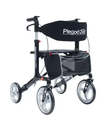 [012600] ANDADERA ROLLATOR R223013/14 PLEGOO NEGRA-ROJA ASIENTO CON BOLSA DE ALUMINIO