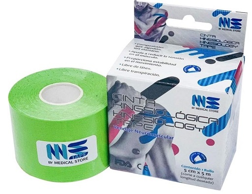 [012618] CINTA KINESIOLOGICA VERDE LIMÓN 5M