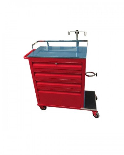 [010058] CARRO ROJO CON PINTURA HORNEADA CON CHAROLA METALICA